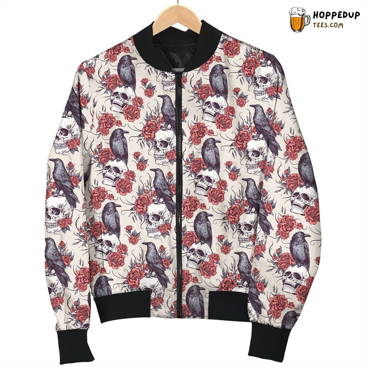 Mysterious Raven Skull Winter Bomber Jacket Quality Design Comfort