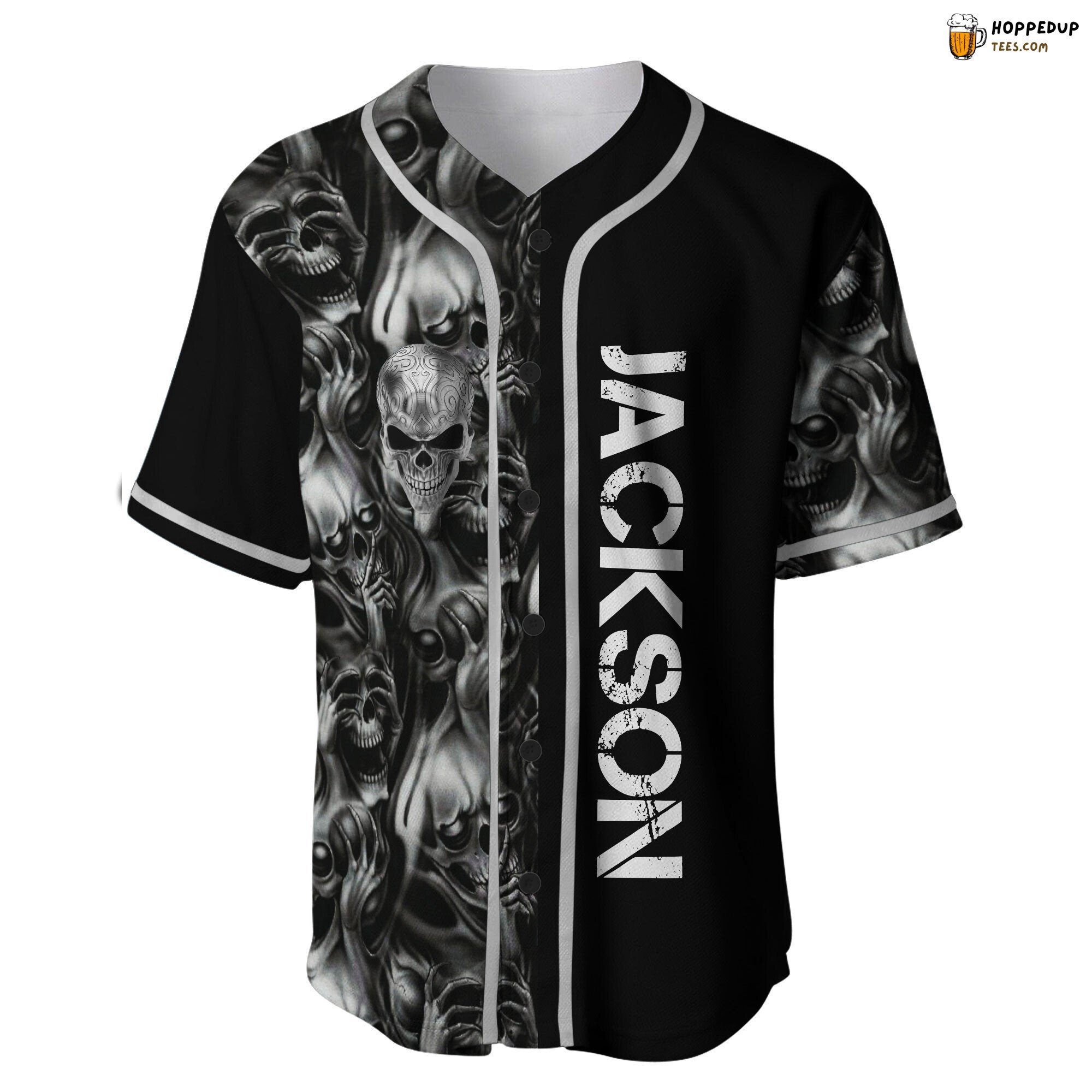 Mysterious Silver Skull Baseball Jersey Personalized Unique Distinctive Look