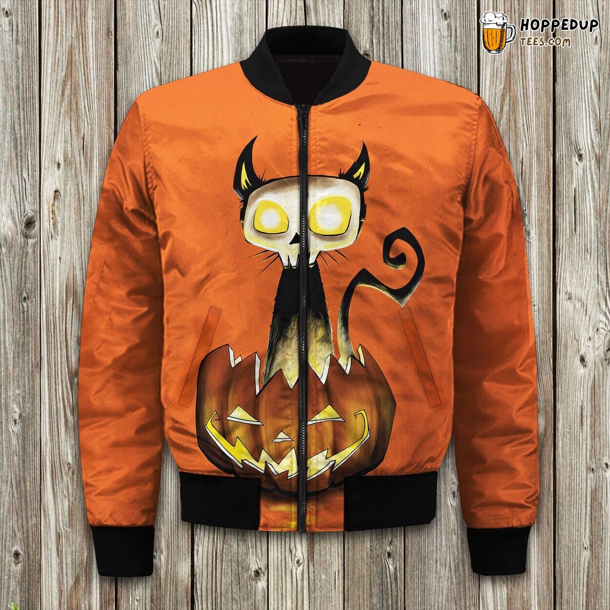 Mystical Black Cat Bomber Jacket Feline Charm Meets Winter Warmth