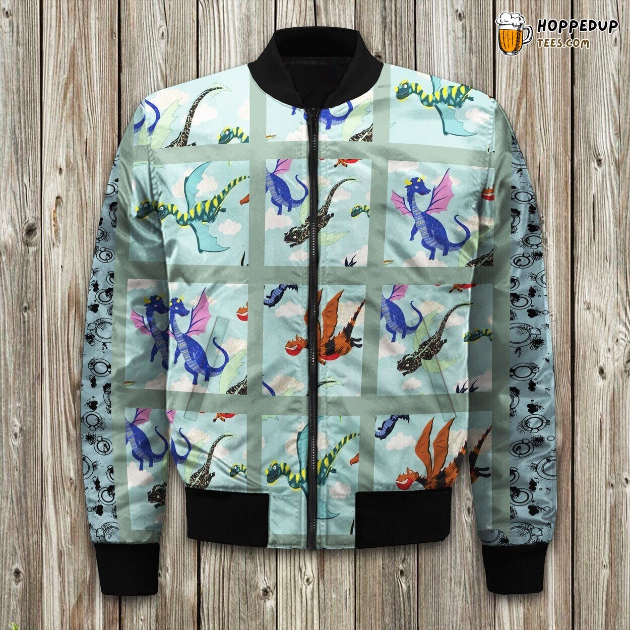Mystical Cute Dragon Design Winter Bomber Jacket Superior Padded Comfort