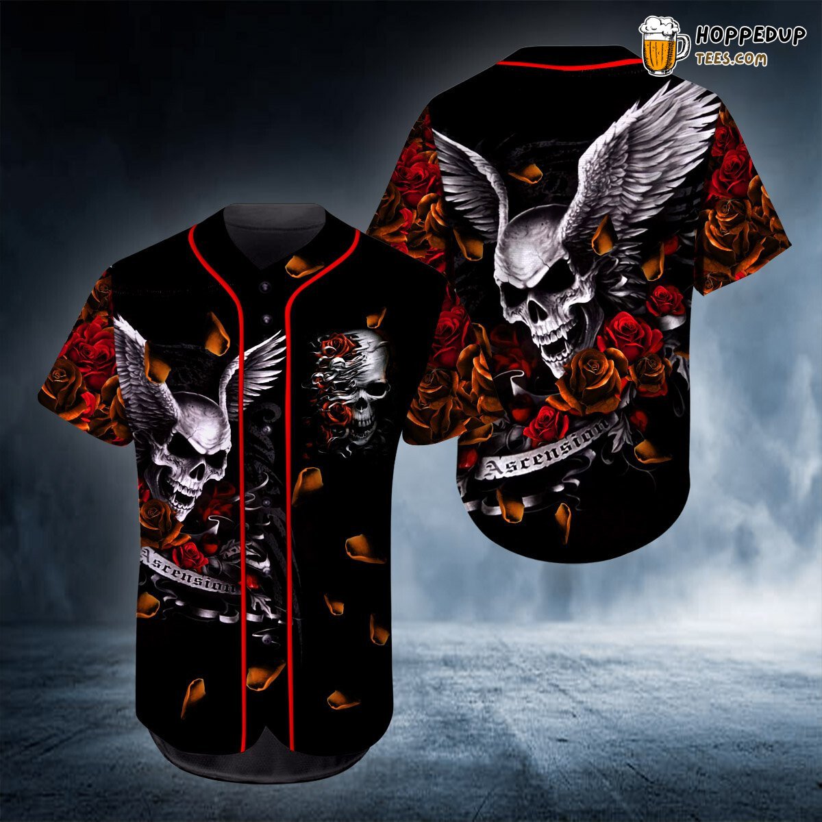 Mystical Fly Skull Wings Graphic 3D Printed Baseball Jersey Art