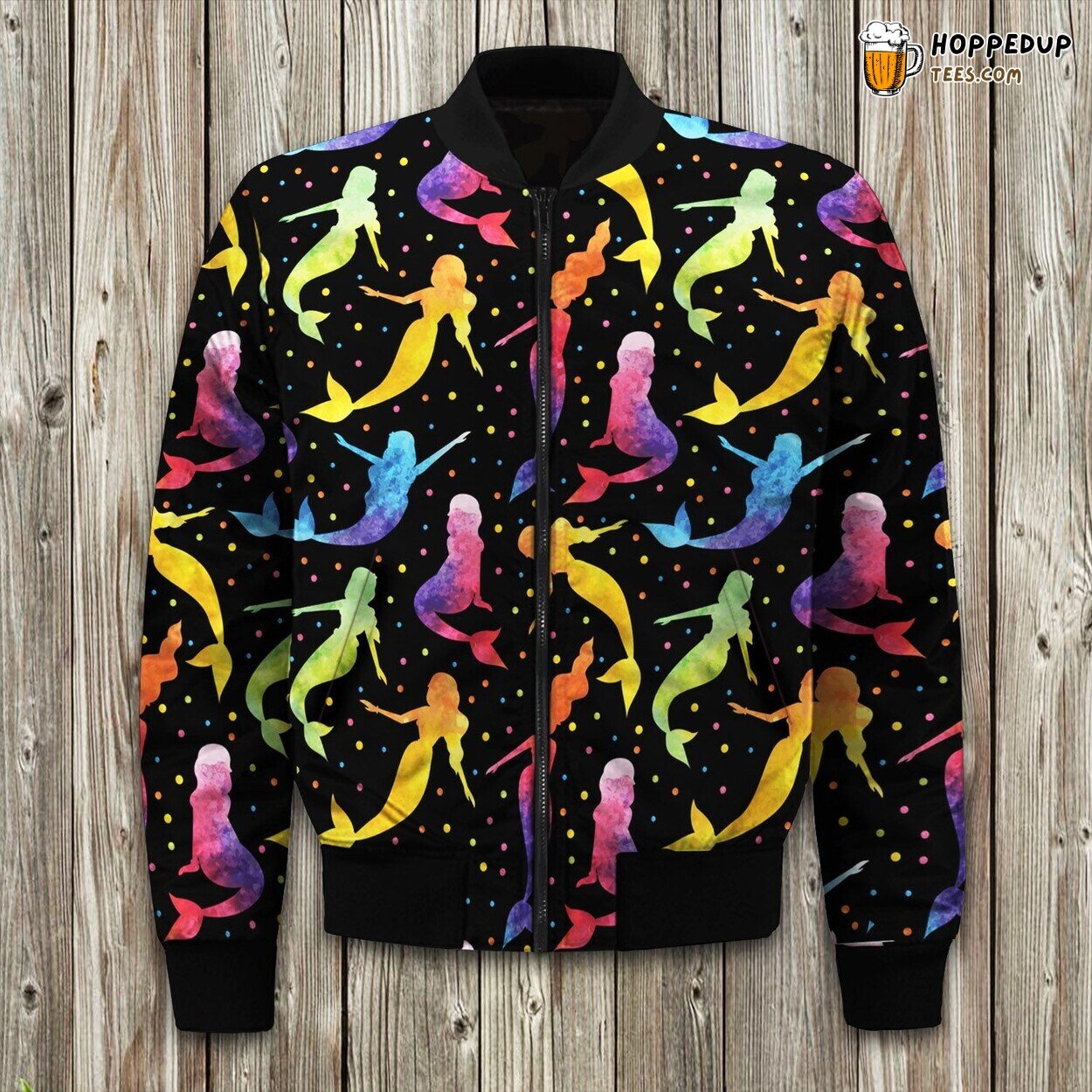 Mystical Mermaid Inspired Winter Bomber Jacket Oceanic Beauty