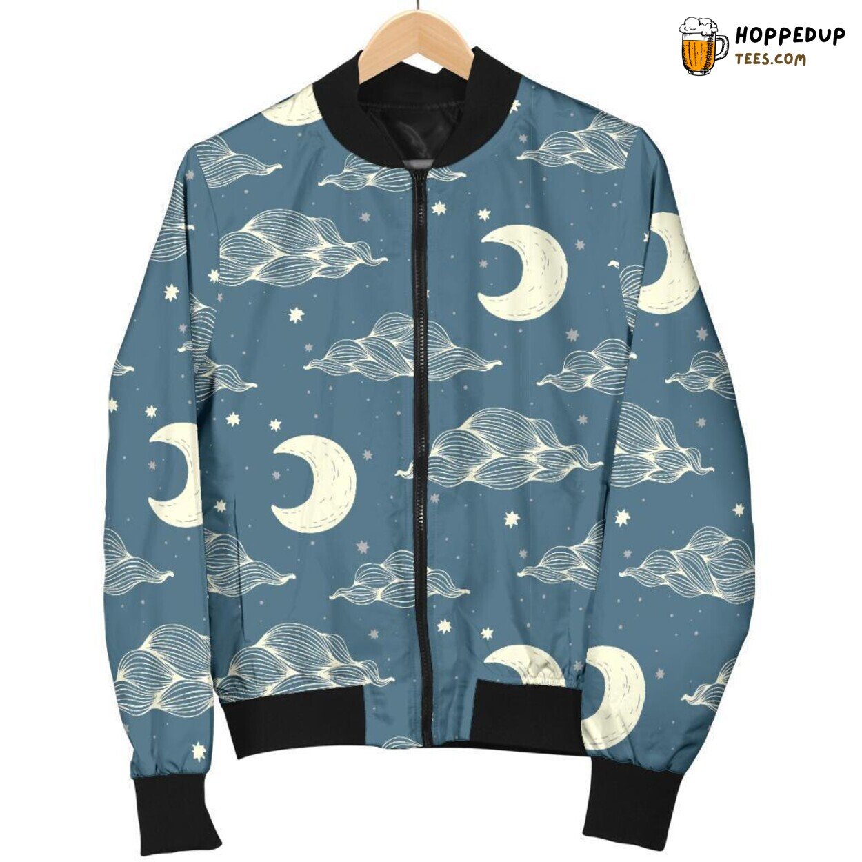 Mystical Moon Essence Men’s Bomber Jacket Distinct Pattern Design Showcase
