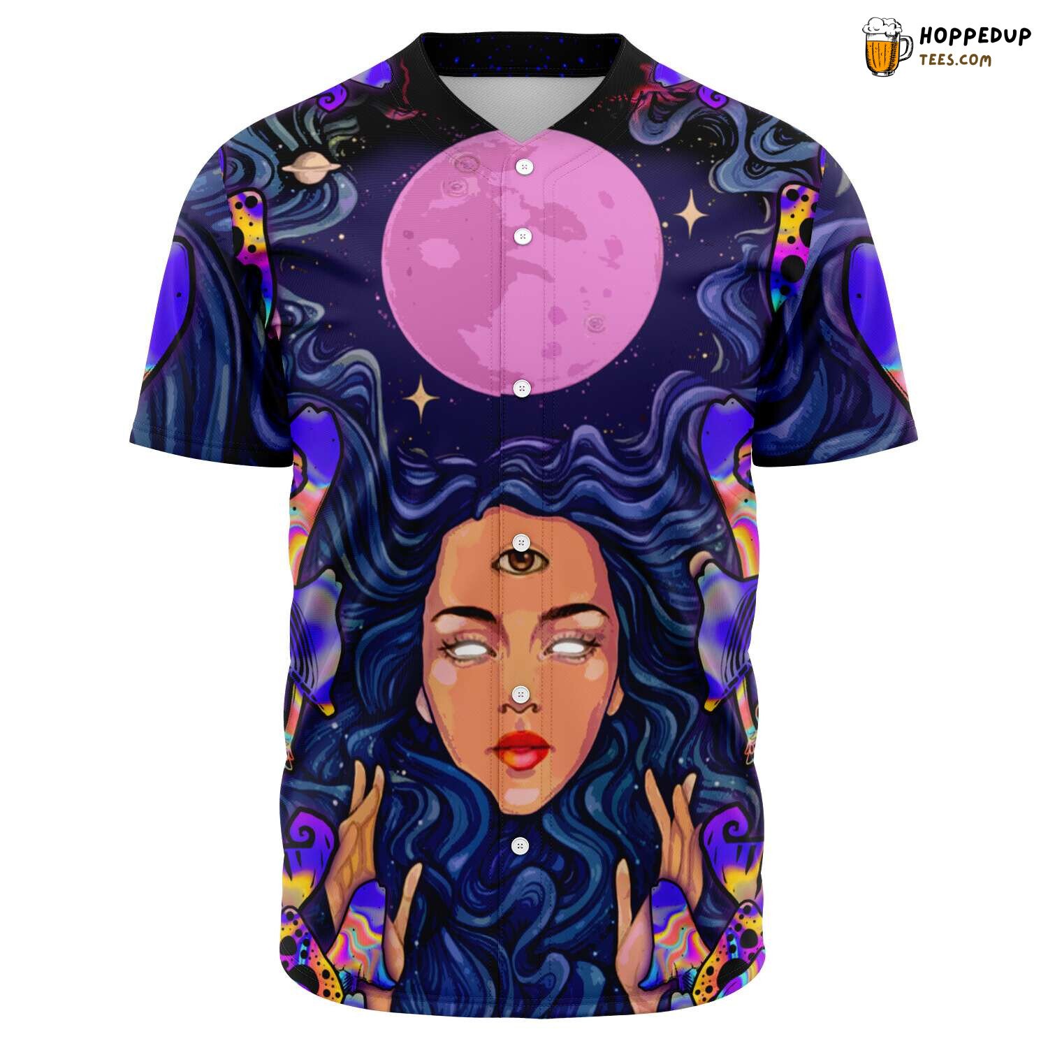 Mystical Shroom Spells Wicca 3D Printed Baseball Jersey Magic