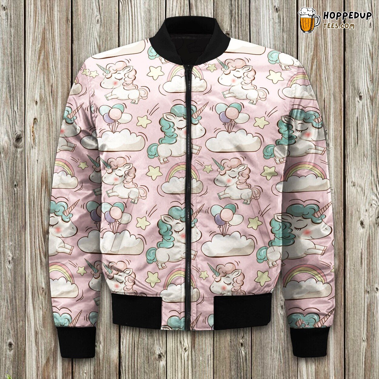 Mystical Unicorn Patterned Winter Bomber Jacket Unique Design Look
