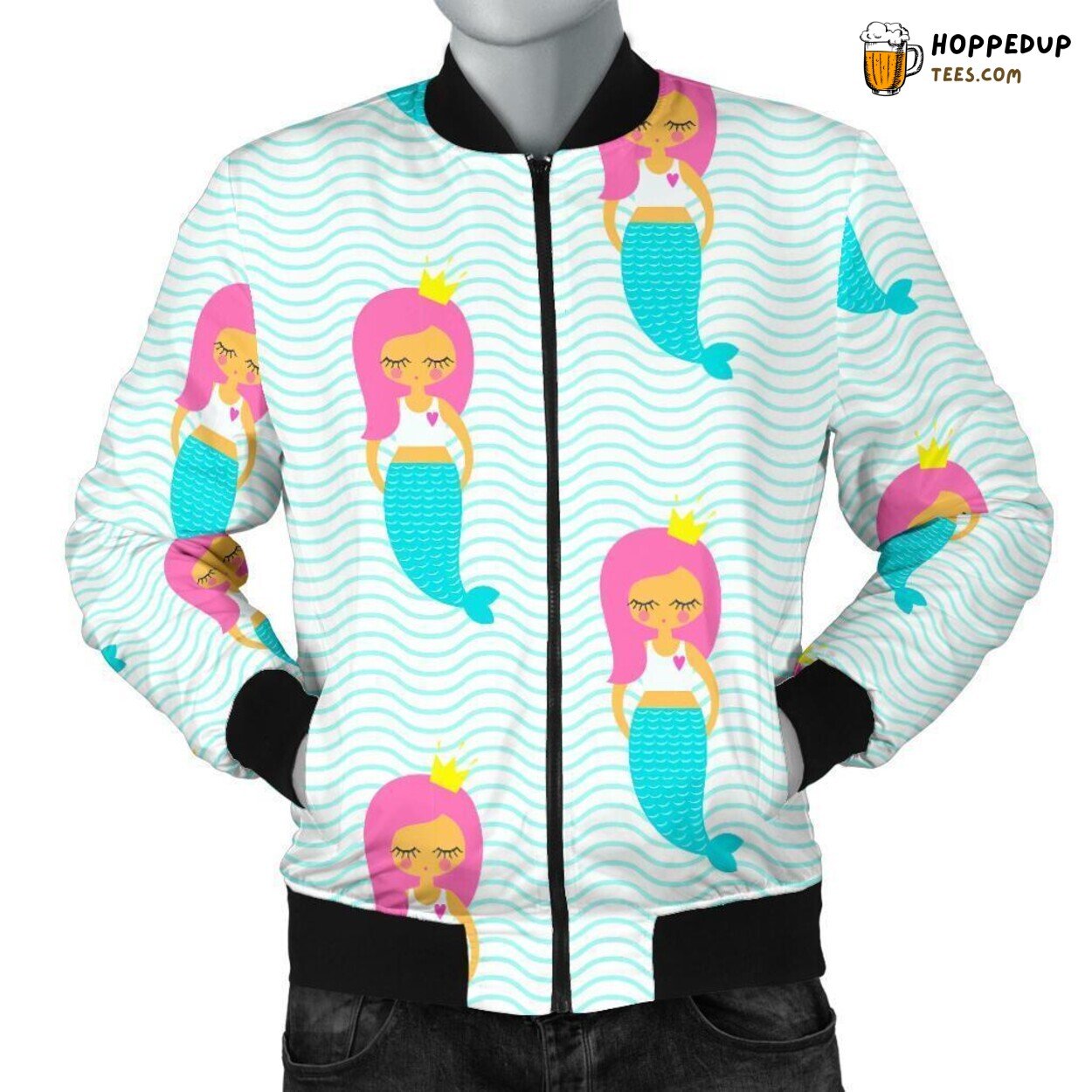 Mythical Mermaid Inspiration Men’s Bomber Jacket Unique Pattern Design Art