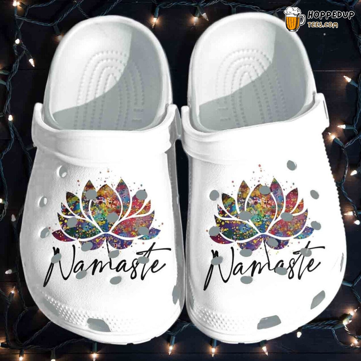 Namaste Lotus Yoga Love Light Peace Themed Rubber Clog Shoes