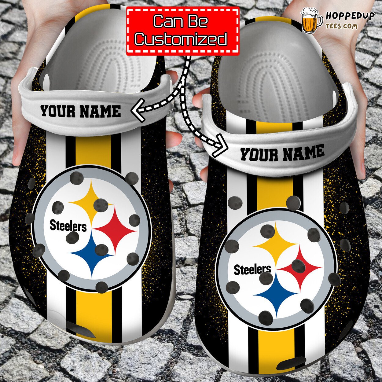Name Logo Football Team Color Striped Personalized Comfortable Clogs