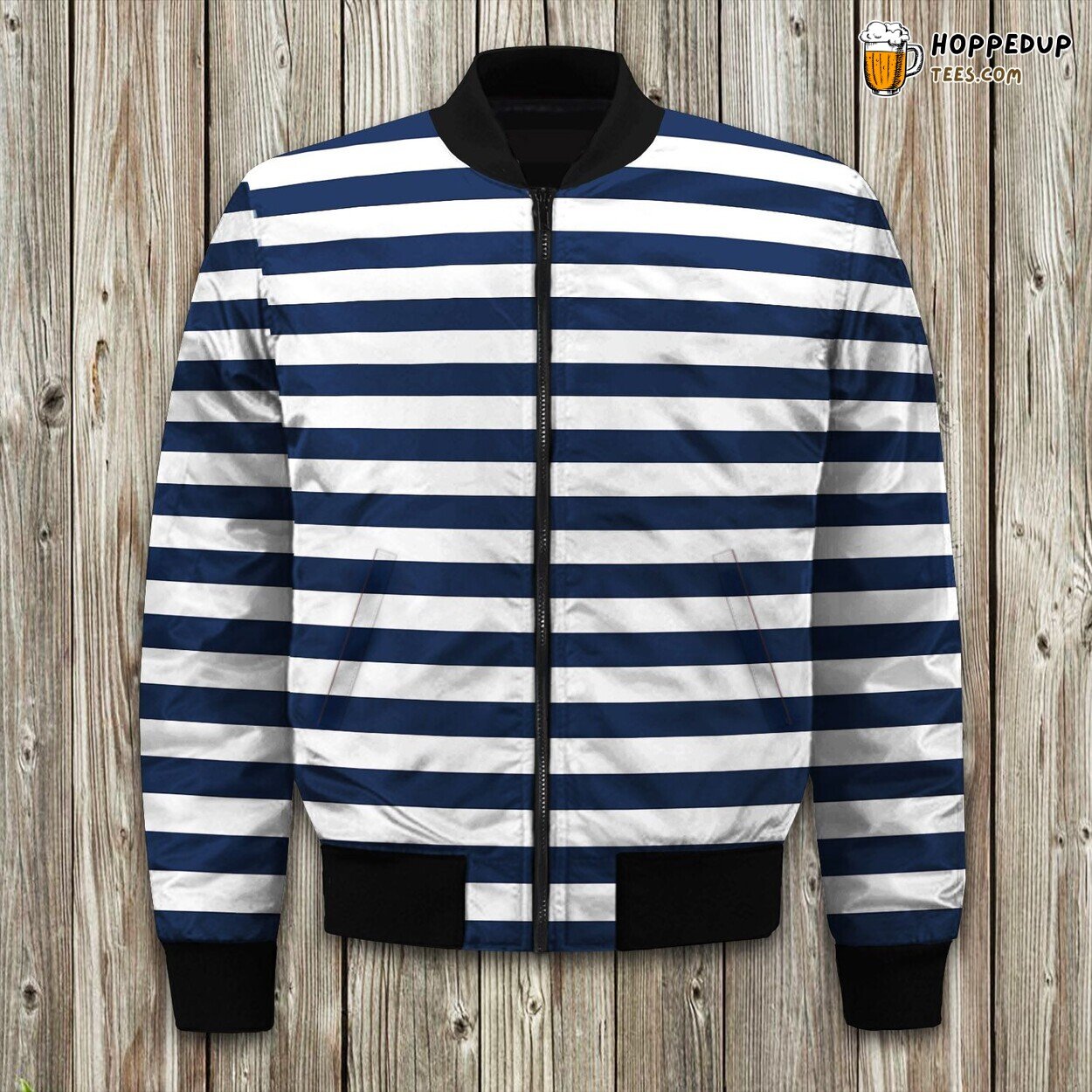 Nantucket Blue And White Striped Bomber Jacket