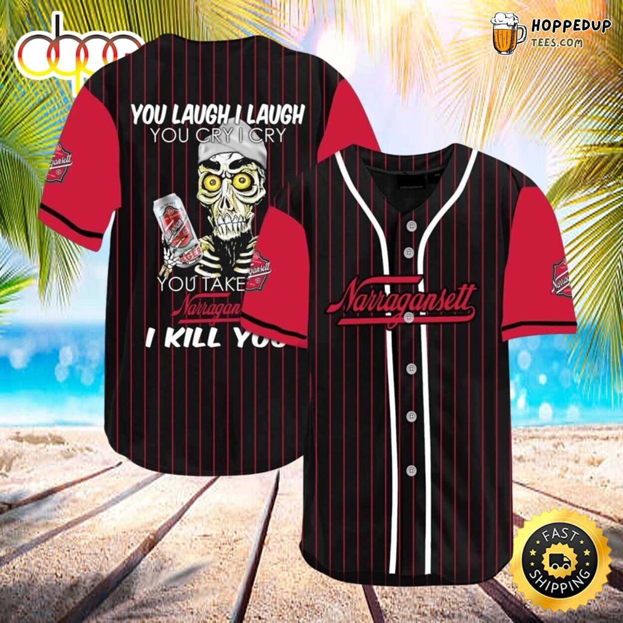 Narragansett Beer Halloween Edition I Kill You Baseball Jersey