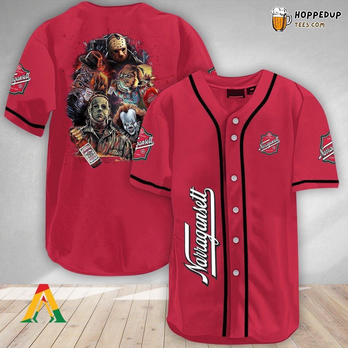 Narragansett Beer Halloween Horror Characters Distinctive Baseball Jersey