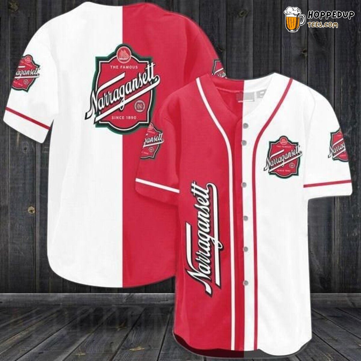 Narragansett Beer Red White Vintage Baseball Jersey Classic Design
