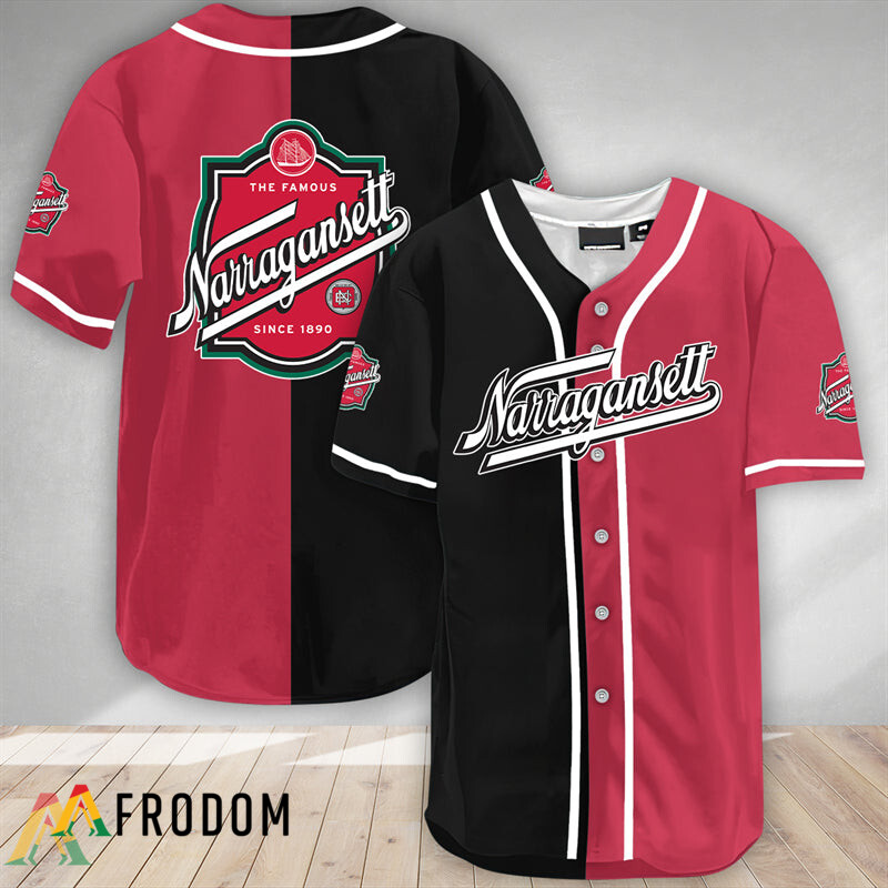 Narragansett BlackAndMaroon Split Baseball Jersey HU