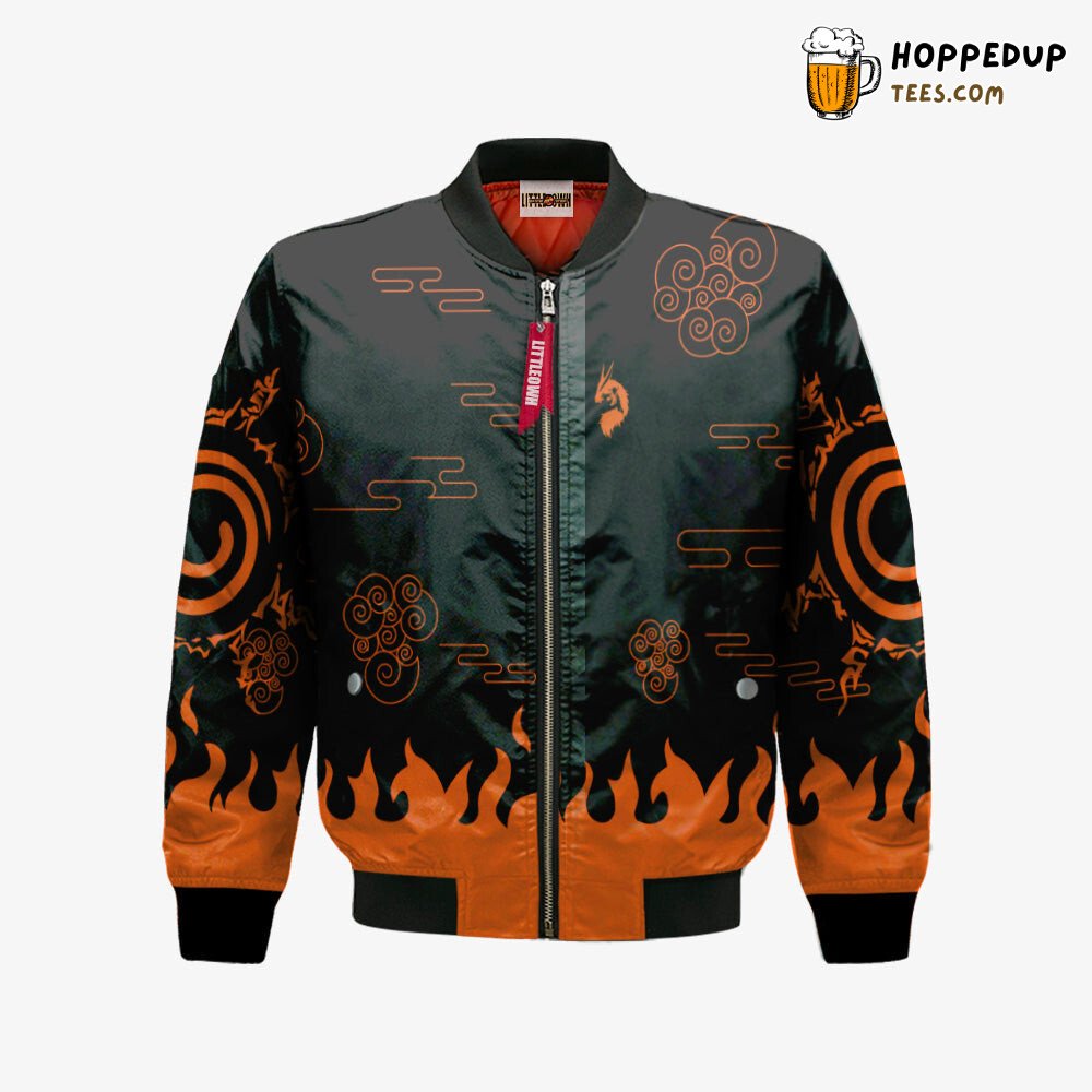 Naruto Bomber Jacket Showcasing Four Symbols Seal Unique Design