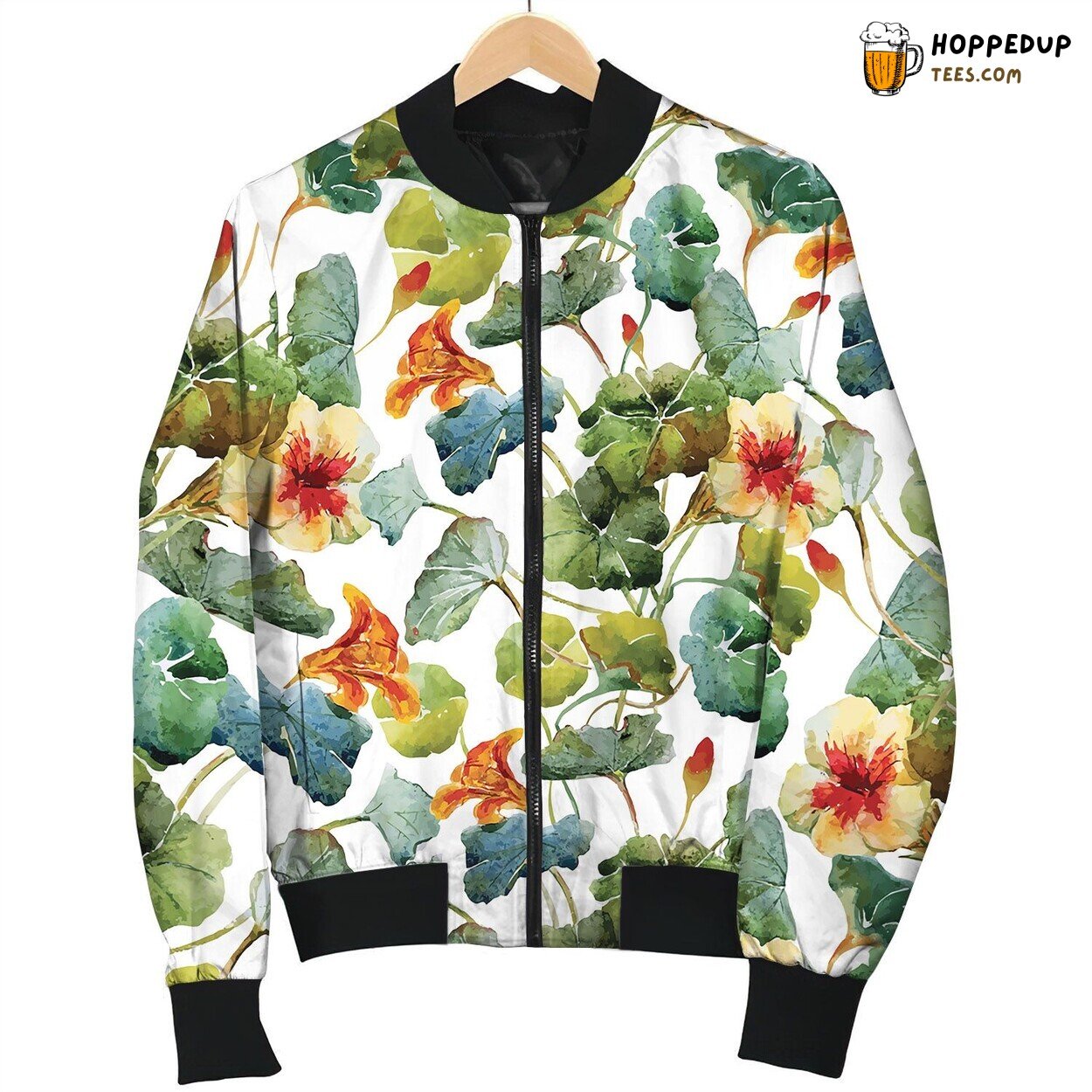 Nasturtium Pattern Bomber Jacket