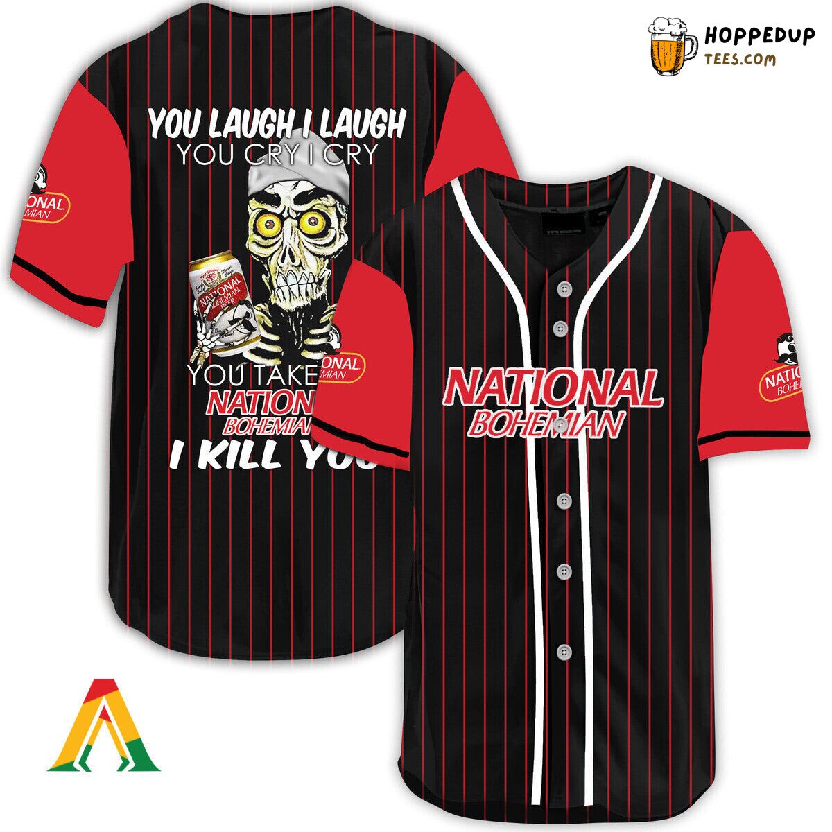 National Bohemian Defender Baseball Jersey Laugh Cry Unique Themed Design