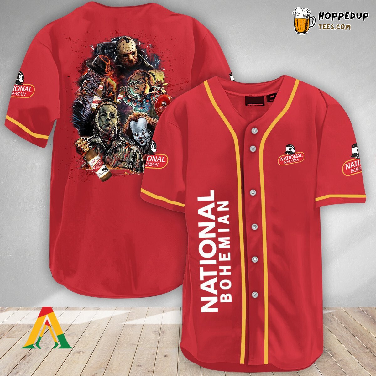 National Bohemian Halloween Horror Characters Baseball Jersey Unique Wear
