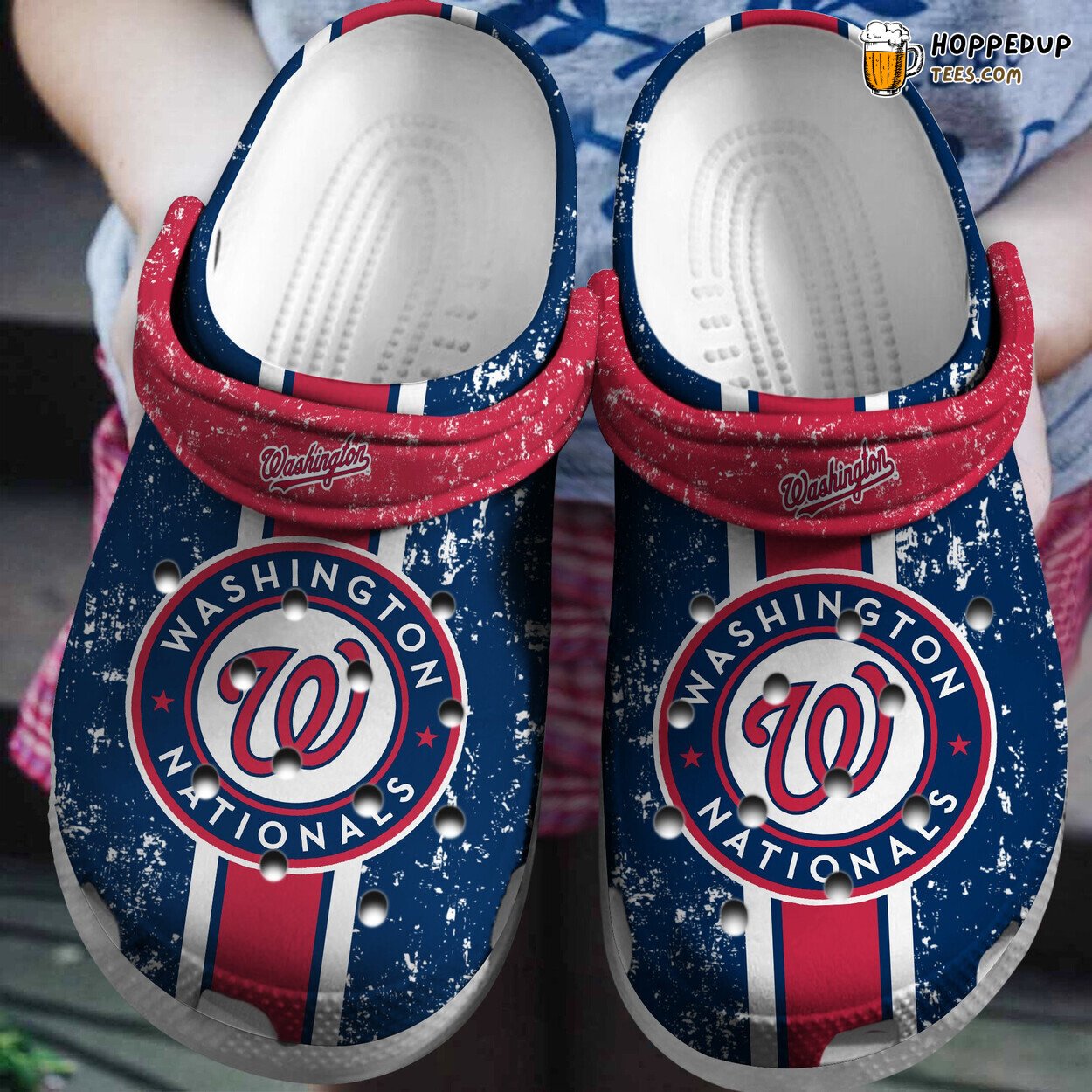 Nationals RedNavy Stylish Comfortable Custom Name Clog Shoes