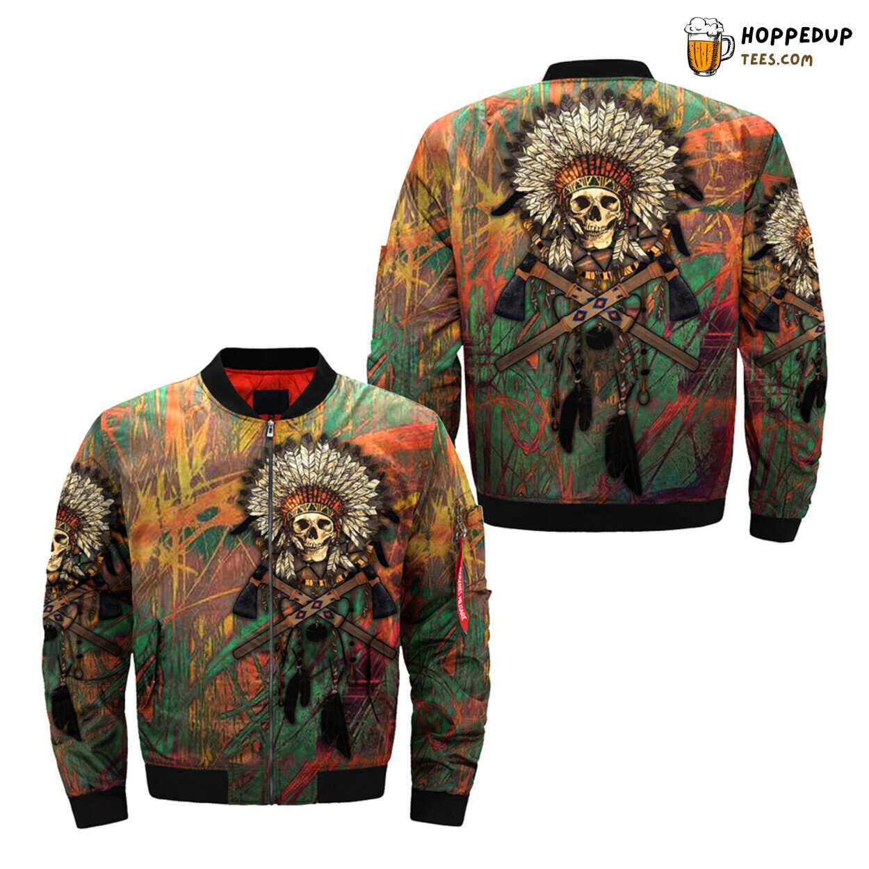 Native American Art with Iconic Skull Imagery Bomber Jacket Classic