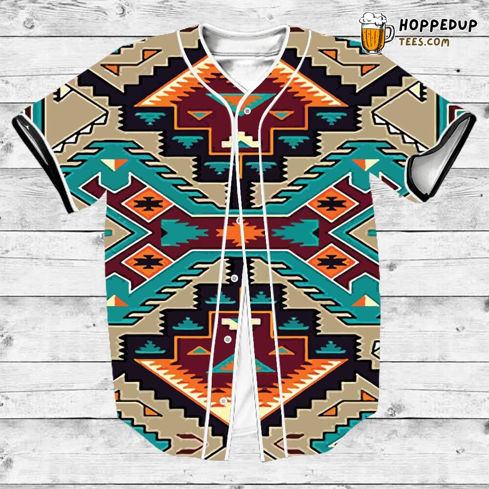 Native American Culture Pattern Design Baseball Tee Jersey Shirts 3D