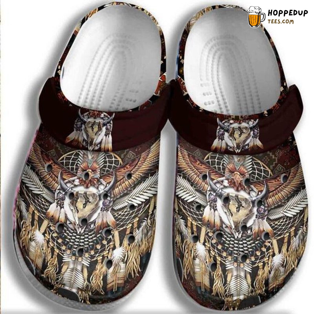 Native American Eagle Bull Skull Boho Style Friend Gift Clogs