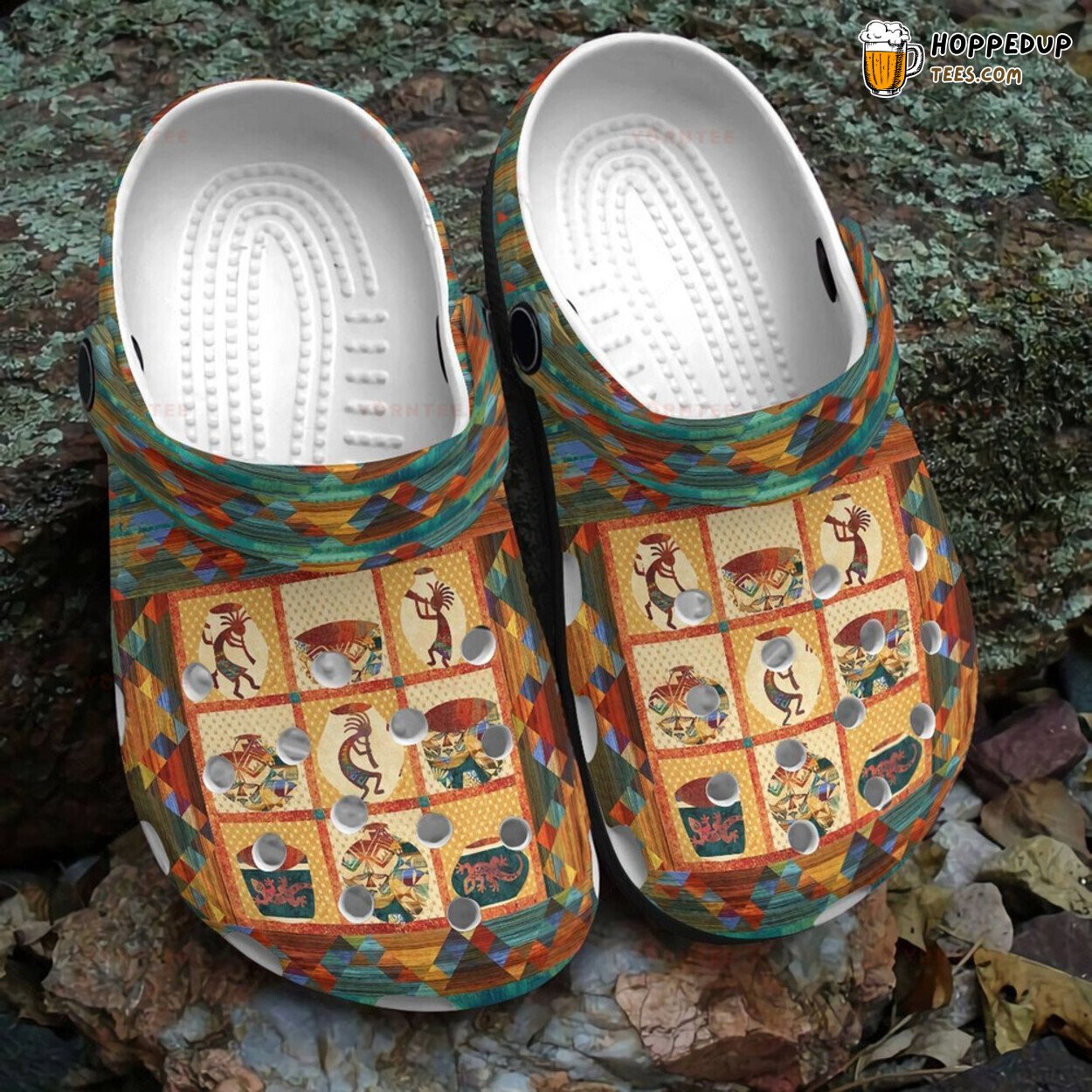 Native American Happy Life Themed Rubber Clog Shoes Comfy Cultural Footwear