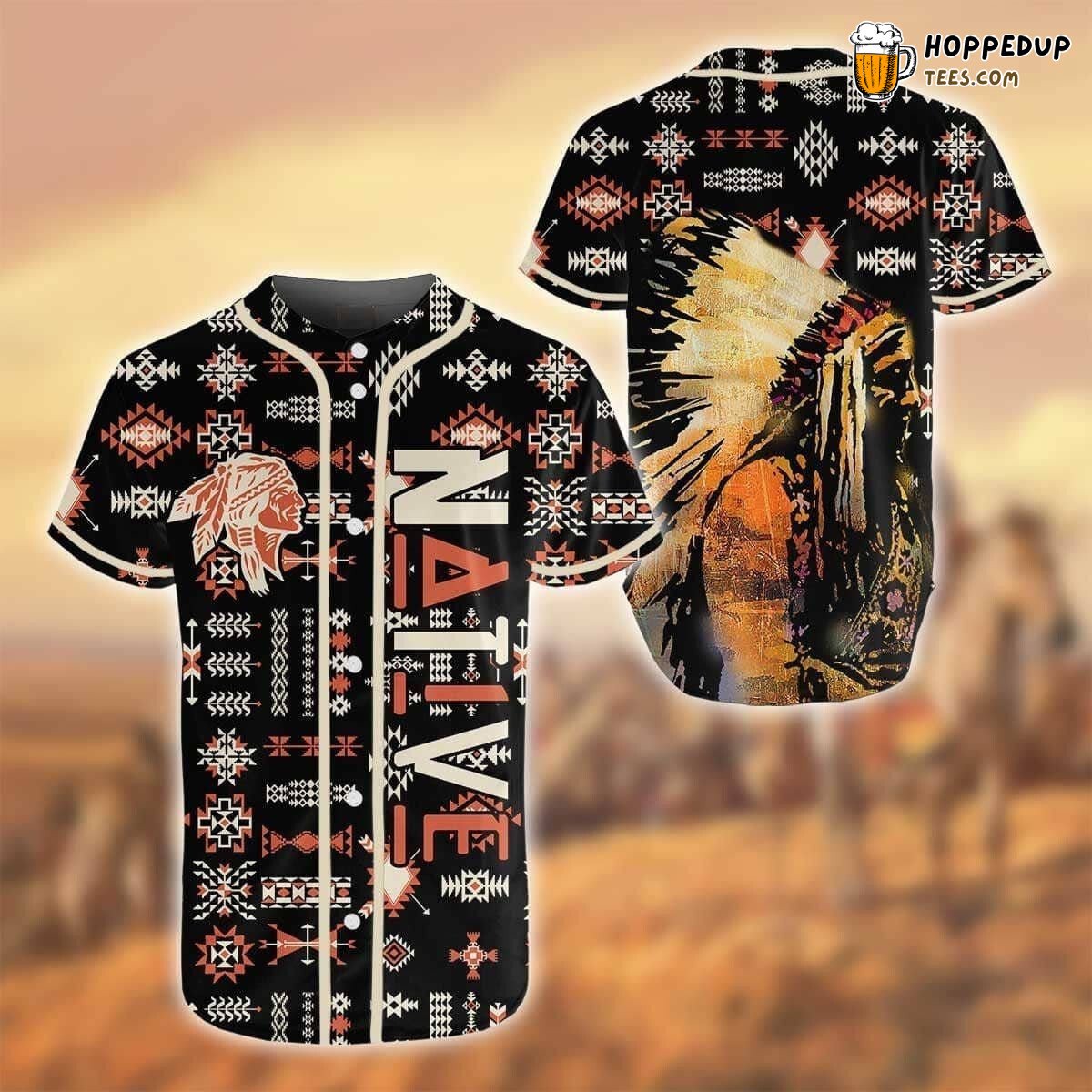 Native American Pride Themed Baseball Jersey Distinctive Unique Design