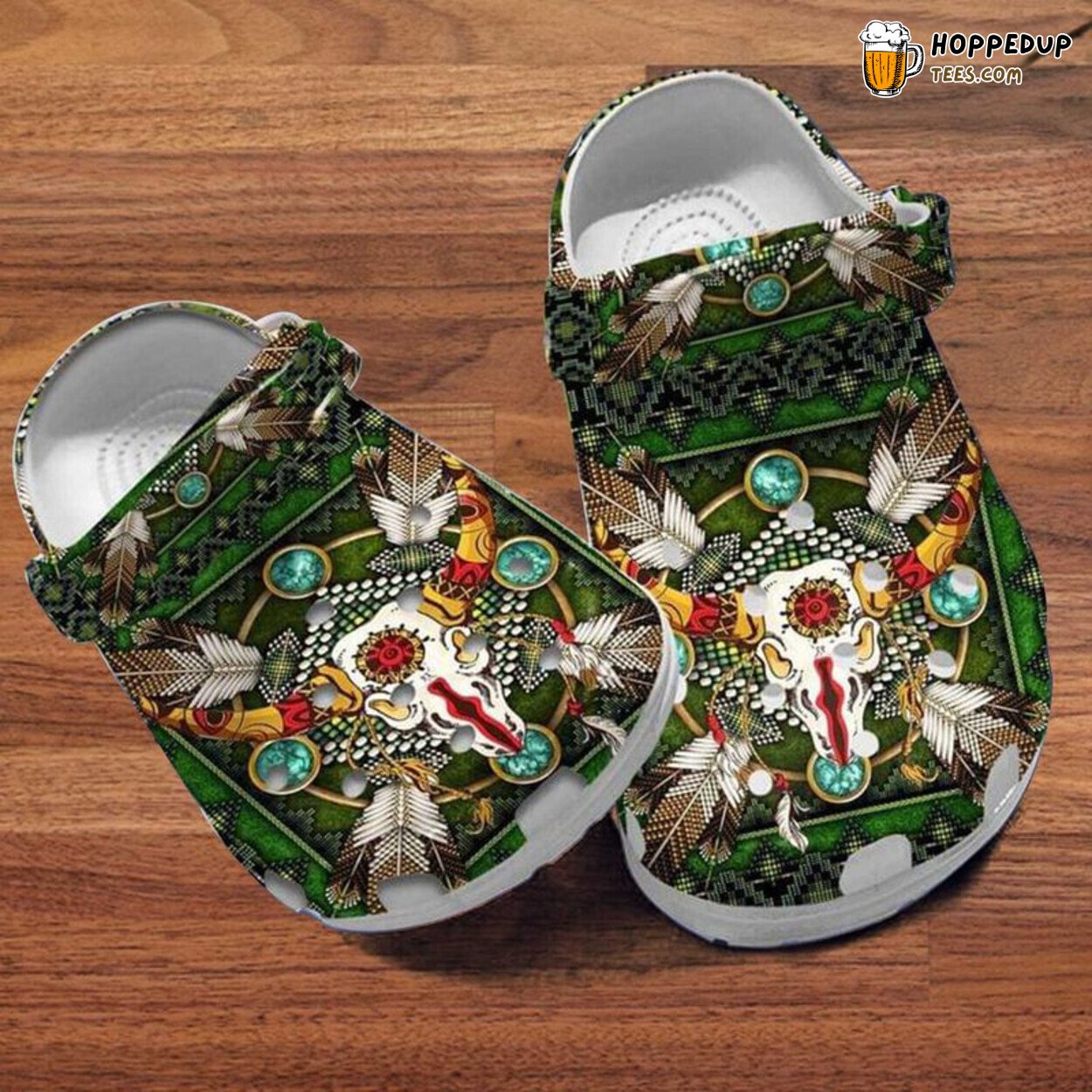 Native American Skull Cows Print High Quality Rubber Indian Gift Shoes