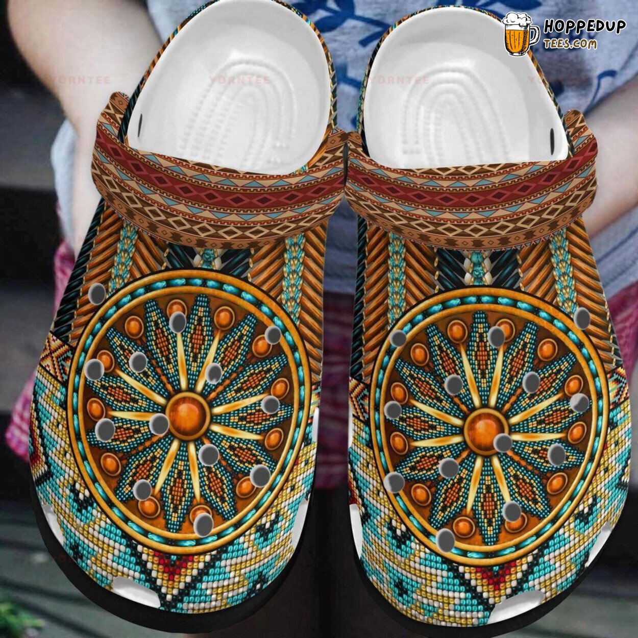 Native American Themed Rubber Clog Shoes Comfy Cultural Inspired Footwear
