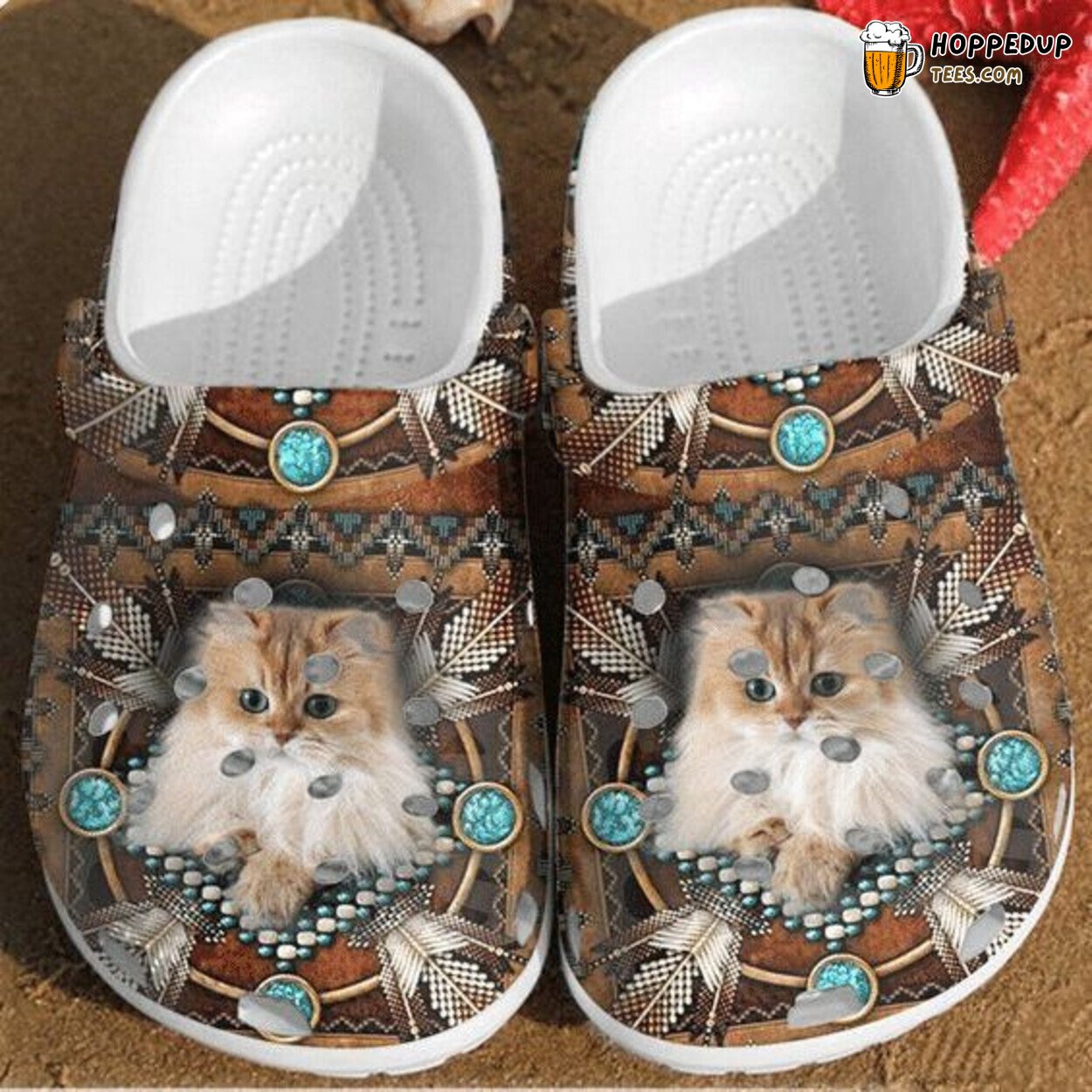 Native Cat Long Hair Themed Comfortable Unique Stylish Rubber Clogs