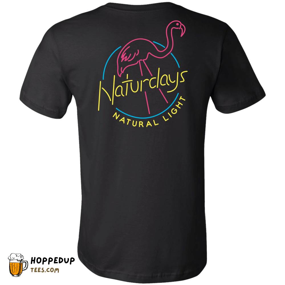 Natty Light Beer Neon Flamingo Black T-Shirt HU
