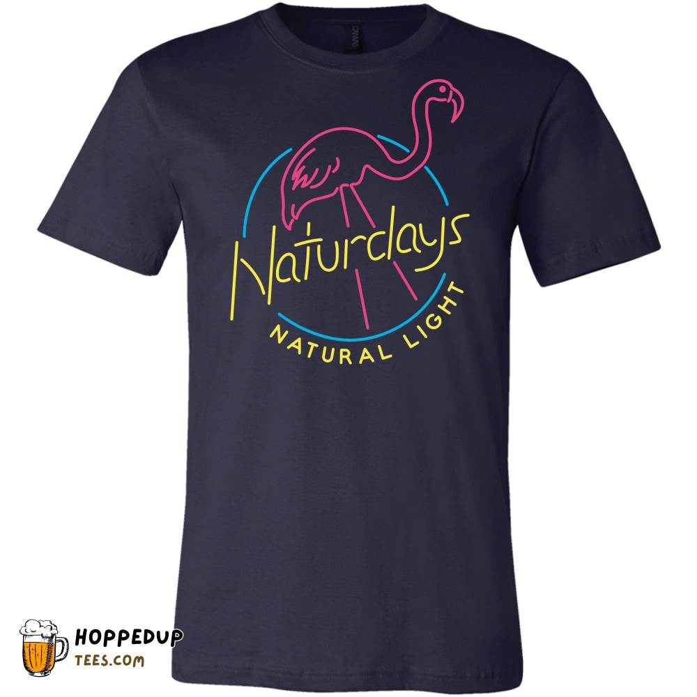 Natty Light Beer Neon Flamingo Black Tee HU