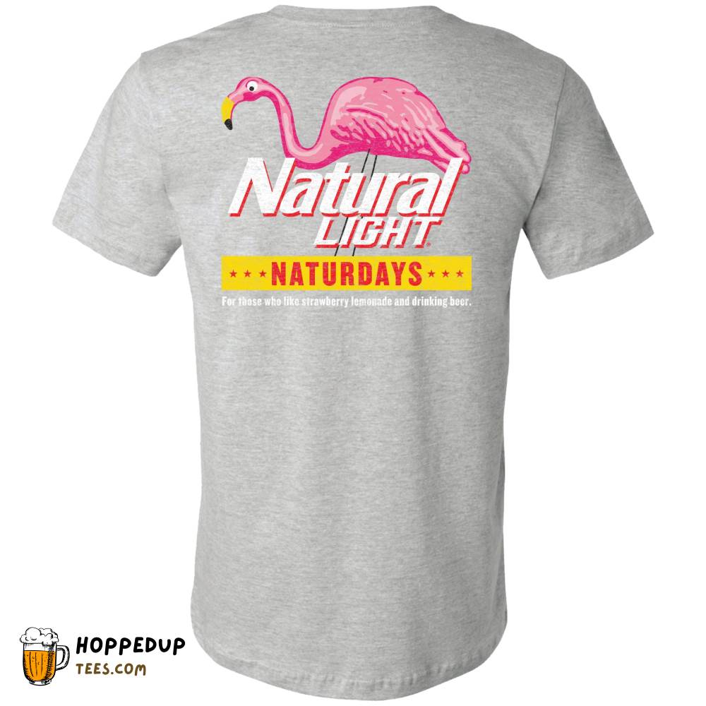 Natty Light Flamingo Front Athletic Grey Tee HU