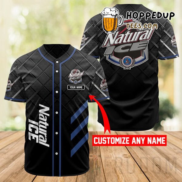 Natural Ice Beer Inspired Personalized Black Baseball Jersey Edition
