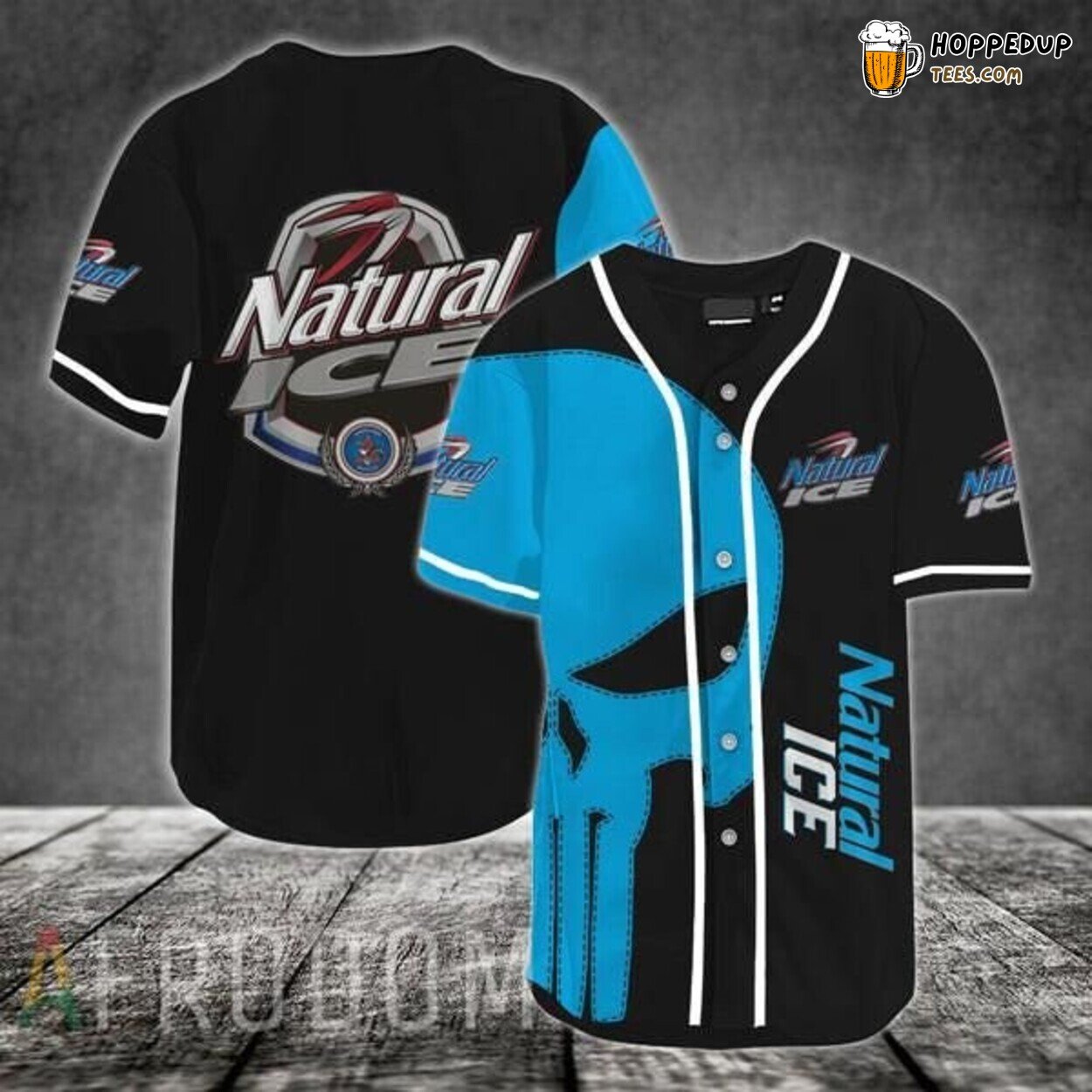 Natural Ice Blue Skull Cool Baseball Jersey Refreshing Sportswear