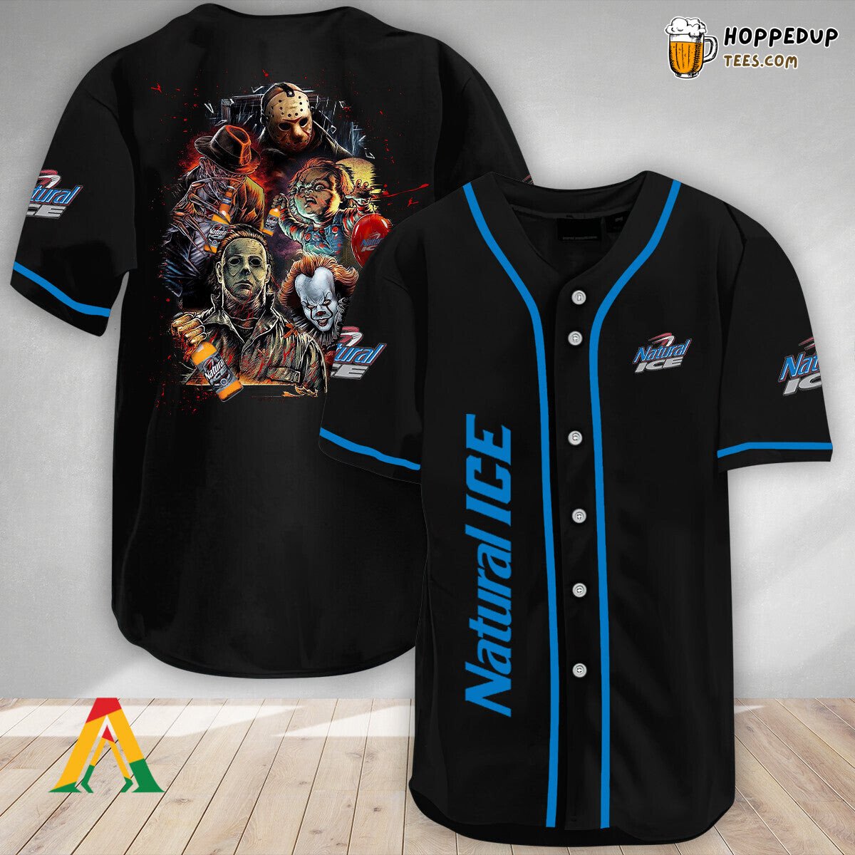 Natural Ice Halloween Horror Characters Unique Baseball Jersey Theme