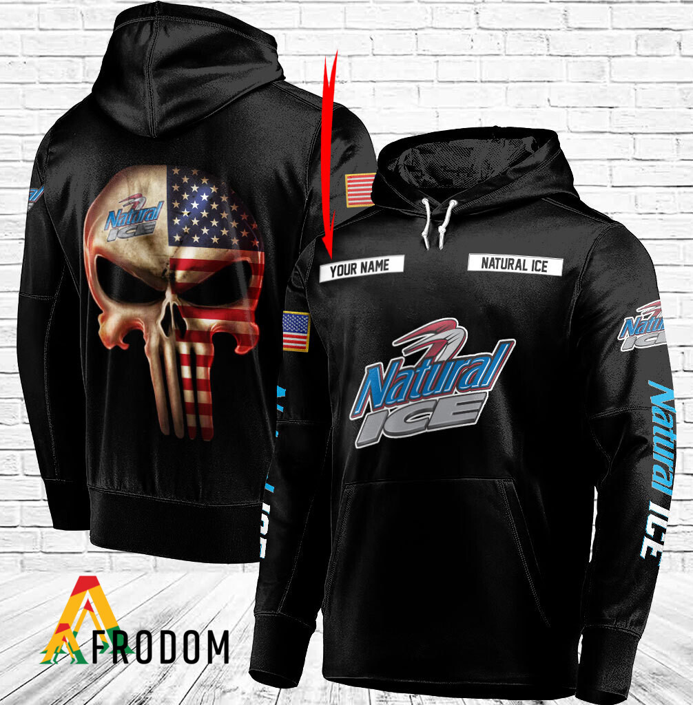 Natural Ice Personalized Skull Flag Themed Hoodie HU
