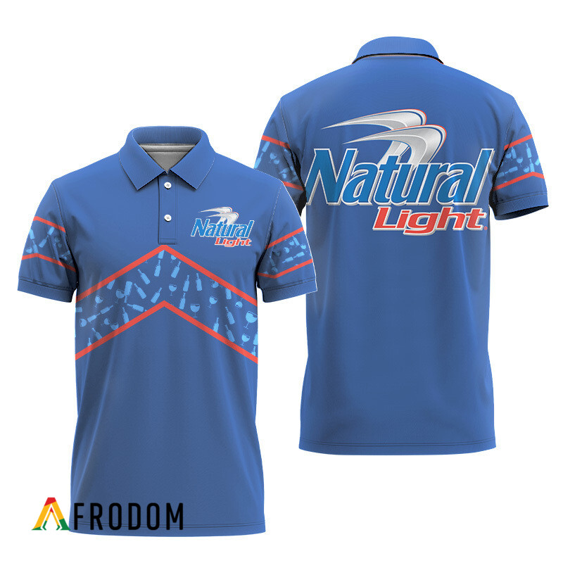 Natural Light Beer Blue Wine Pattern Polo Shirt HU