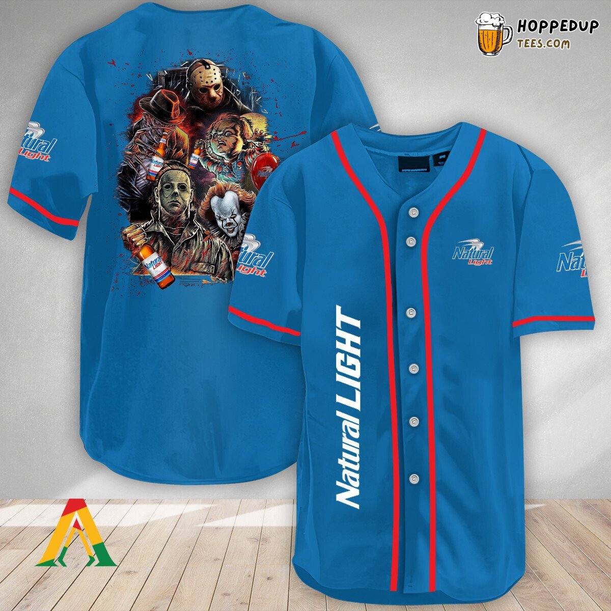 Natural Light Halloween Horror Characters Distinct Baseball Jersey Design