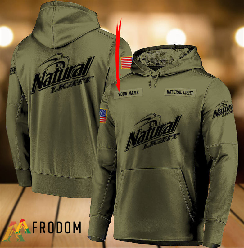Natural Light Hoodie in Military Green Personalized Design HU