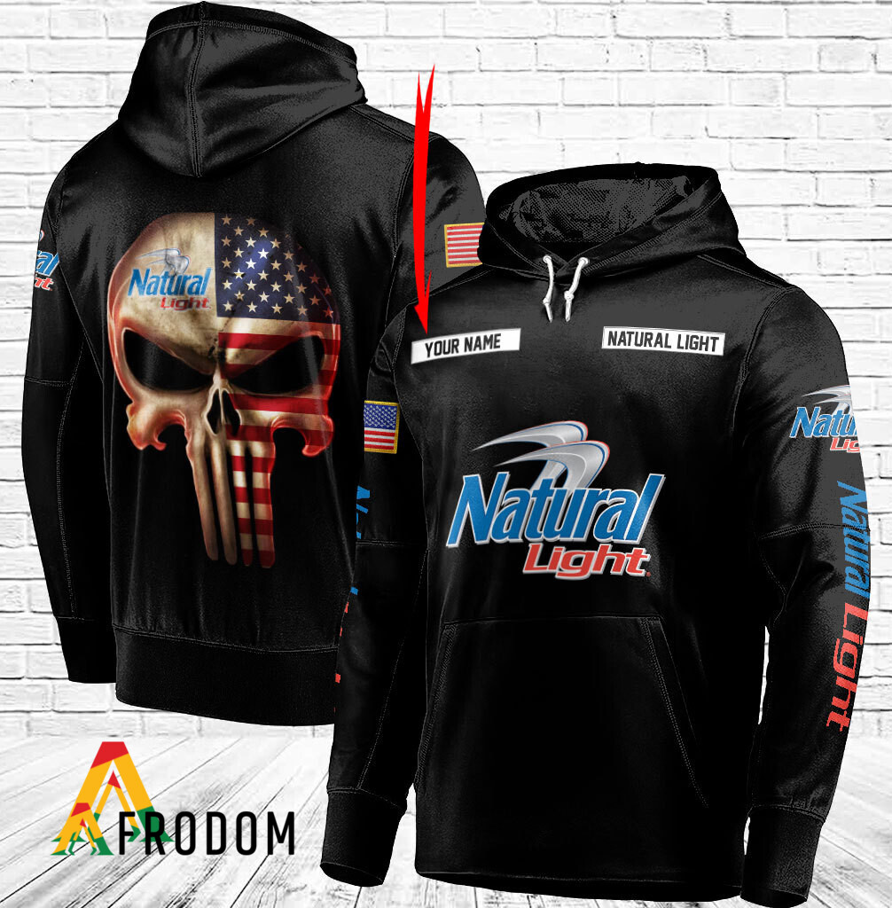 Natural Light Personalized Skull Flag Hoodie HU