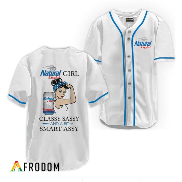 Natural Light Smart Assy Themed Baseball Jersey HU