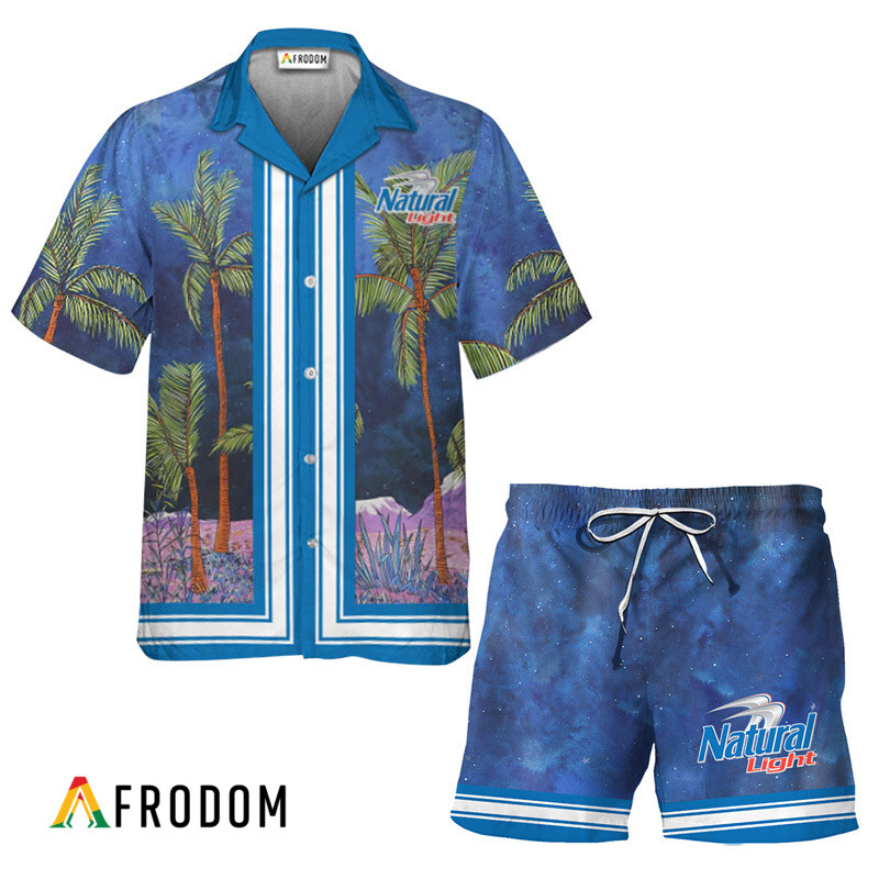 Natural Light Star Print Bermuda Hawaiian Shirt & Shorts Set HU