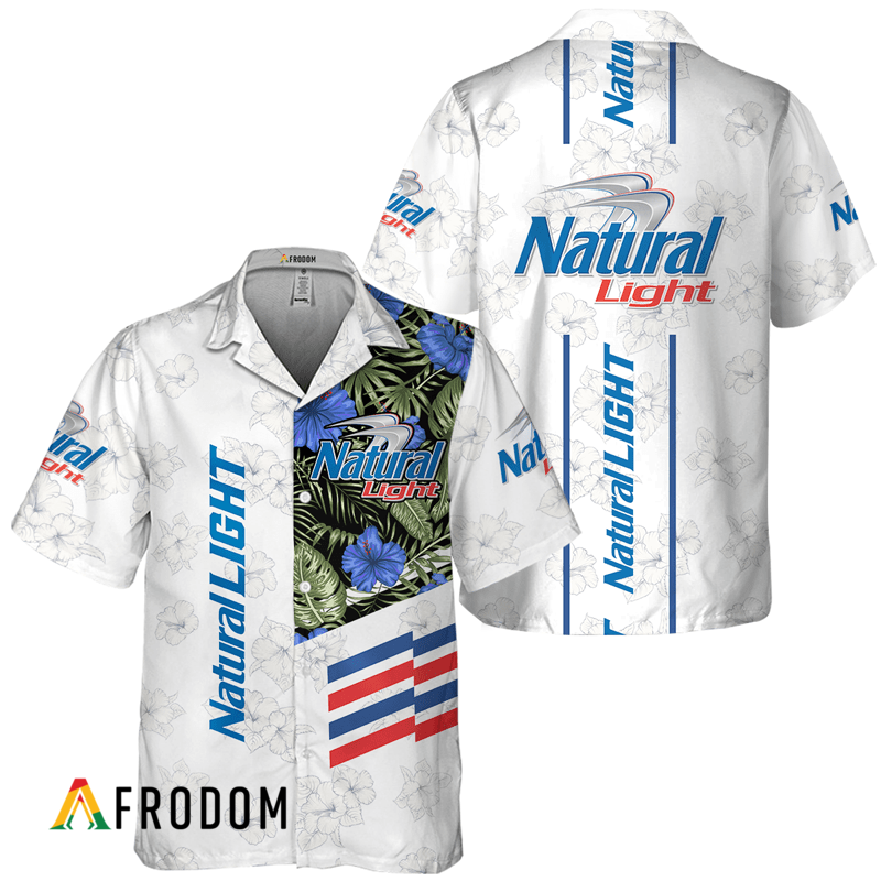 Natural Light White Tropical Flower Hawaiian Shirt HU