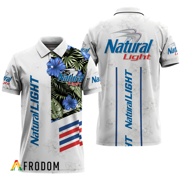 Natural Light White Tropical Flower Polo Shirt HU