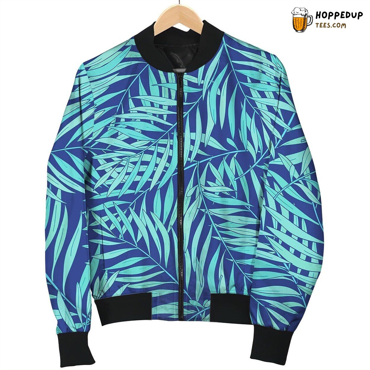 Natural Seamless Pattern With Green Tropical Palm Bomber Jacket
