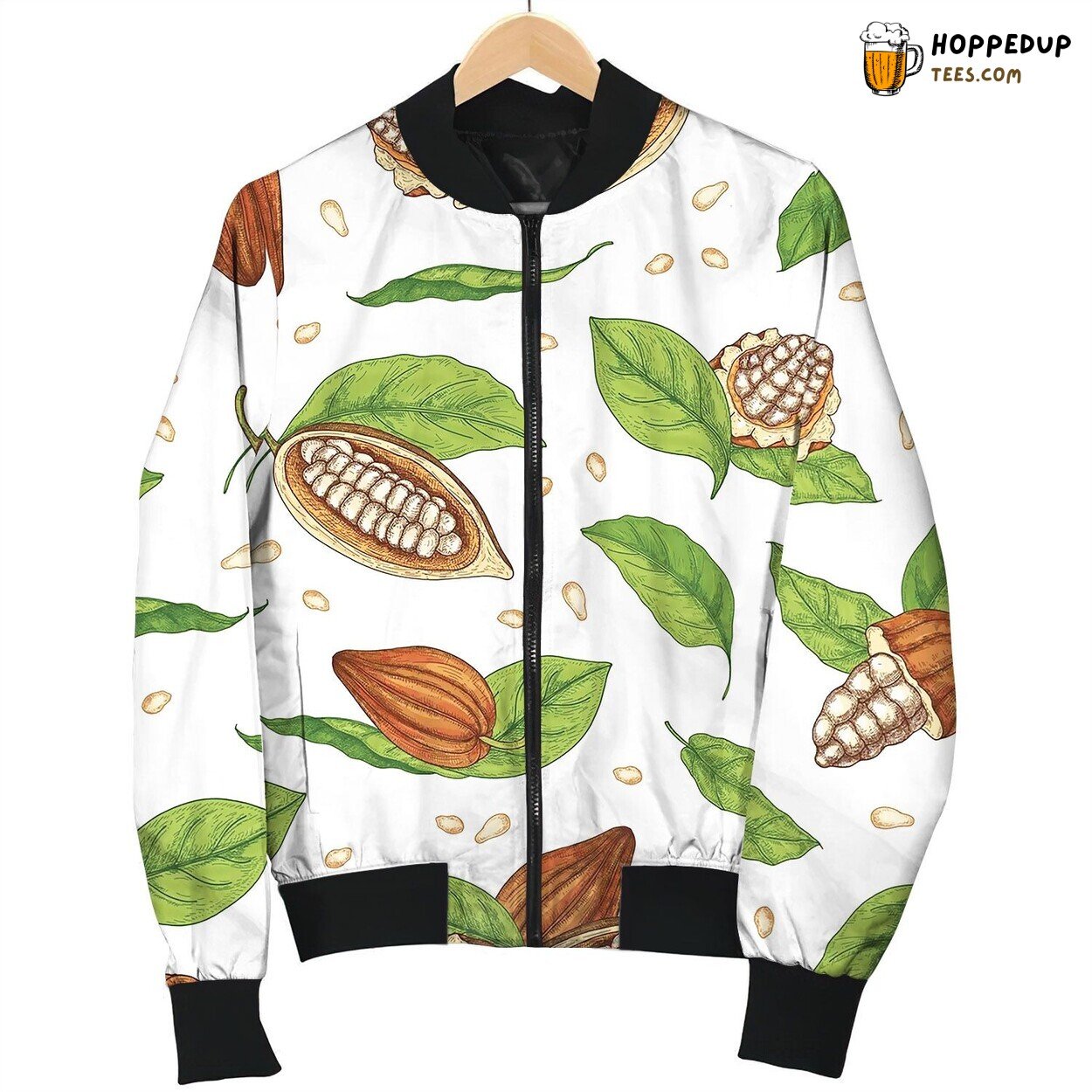 Natural Seamless Pattern With Pods Or Fruits Bomber Jacket