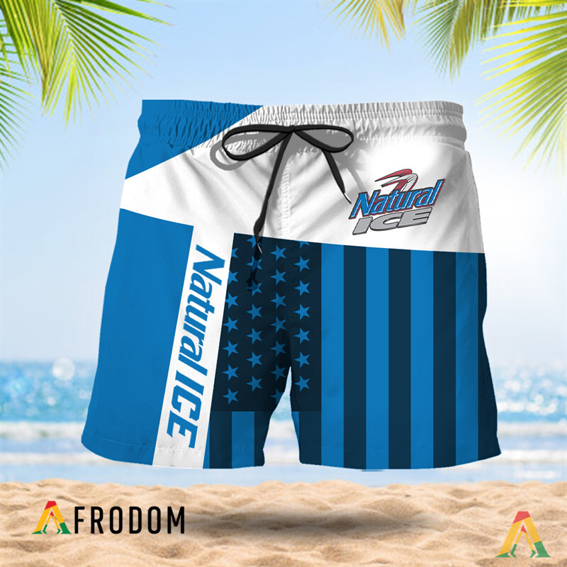 NaturalIce AmericanFlagPatch Summer Hawaiian Shorts HU