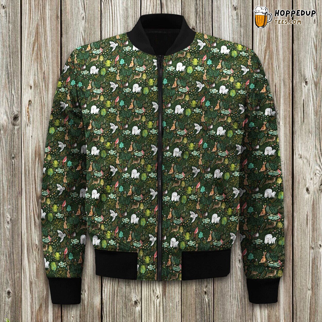 Nature Forest Wildlife Animals Winter Bomber Jacket Medium Quality Fit