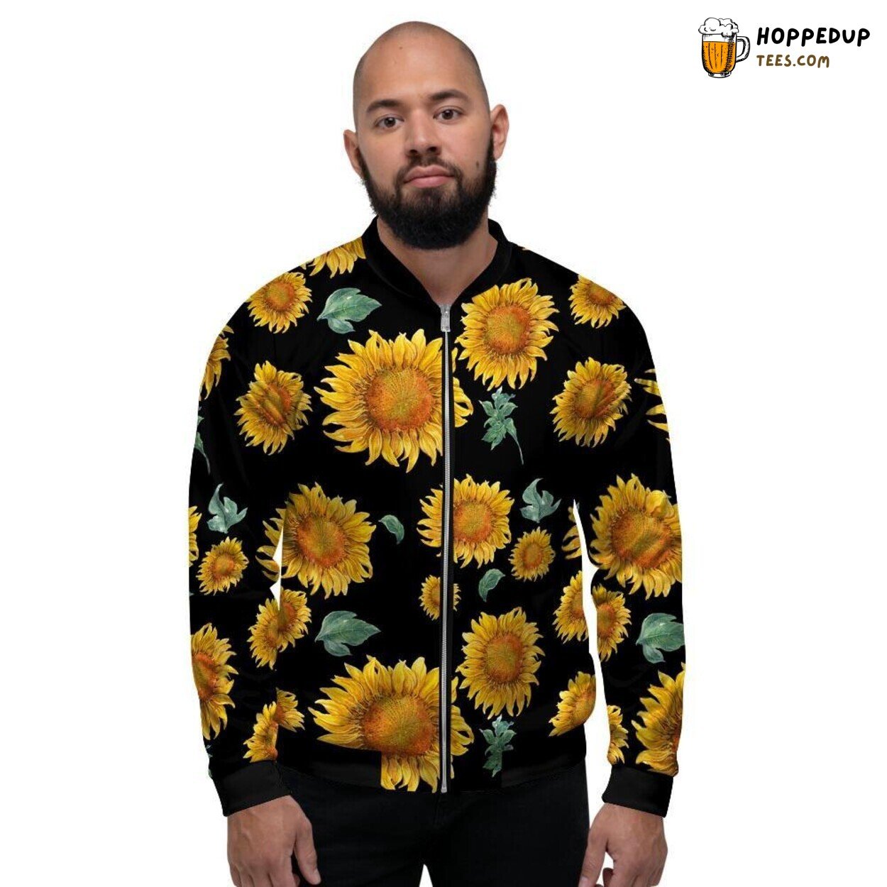 Nature Inspired Sunflower Design Men’s Bomber Jacket Floral Bloom Style Look